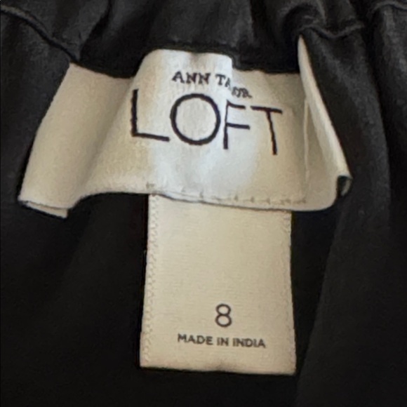 ANN TAYLOR LOFT Black Ribbon Tie Back Bow Sizes 8 Button Sleeveless Midi Party - Picture 6 of 7